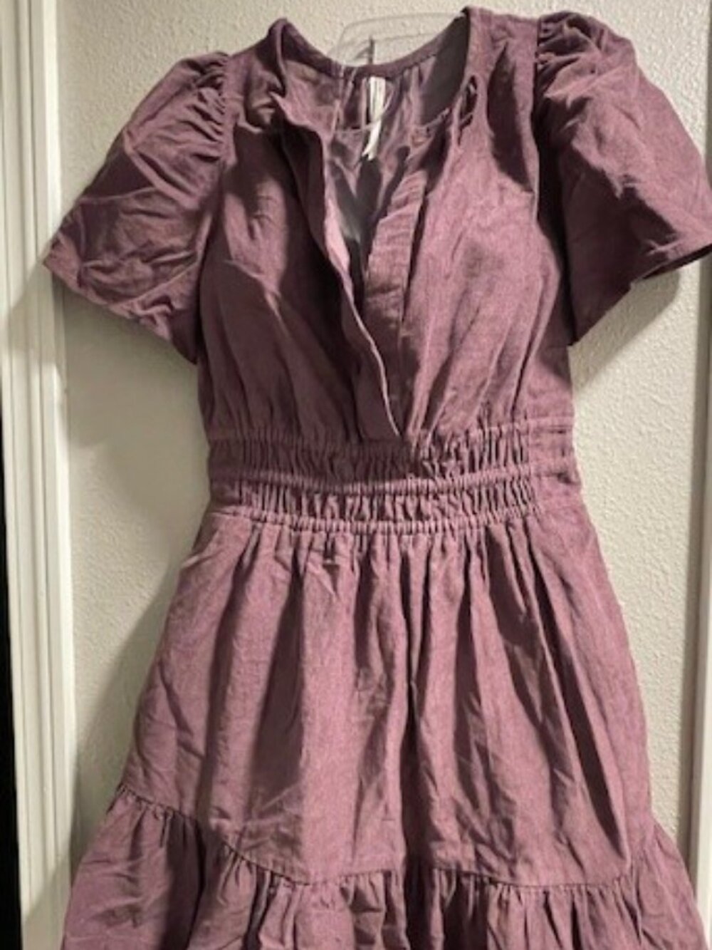 Anthropologie Purple Corduroy V Neck Flutter Skirt Sz XS